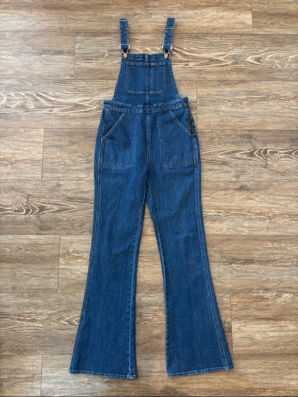 Madewell Flea Market Flare Overalls Denim Bib 70s Style Medium Wash